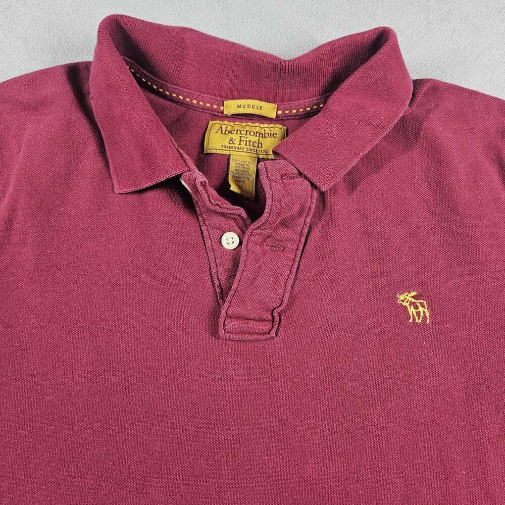 Vintage Abercrombie & Fitch Muscle Polo Shirt Mens XL Red Preppy Long Sleeve Y2K - Picture 2 of 16